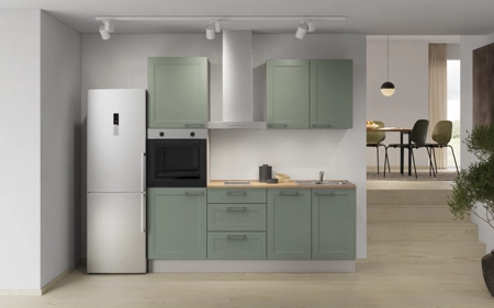 Cuisines Elite Cuisine linéaire 210 cm électroménagers inclus, planning 7 Roseau Cascada