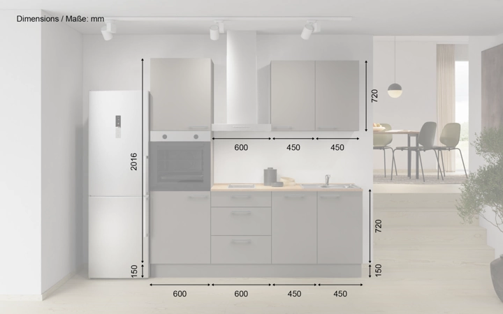 Cuisines Elite Cuisine linéaire 210 cm électroménagers inclus, planning 7 5