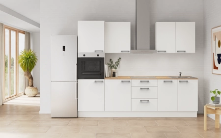 Cuisines Elite Cuisine linéare 270 cm électroménagers inclus planning 7 Blanc alpin, super mat Touch