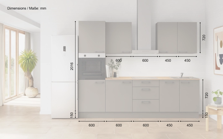 Cuisines Elite Cuisine linéare 270 cm électroménagers inclus planning 7 5