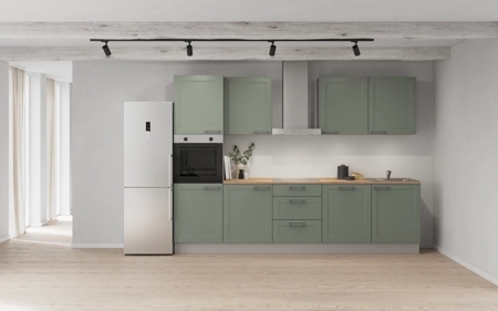 Cuisines Elite Cuisine linéaire 300 cm électroménagers inclus planning 7 Roseau Cascada