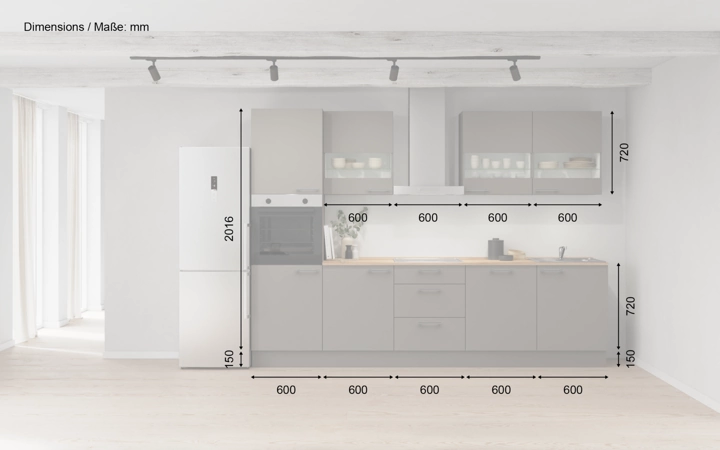 Cuisines Elite Cuisine linéaire 300 cm électroménagers inclus planning 7 5