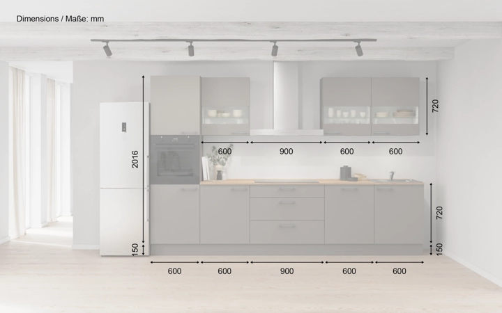 Cuisines Elite Cuisine linéare 330cm électroménagers inclus planning 7 5
