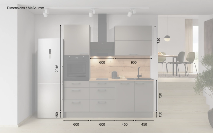 Cuisines Elite Cuisine linéaire 210 cm électroménagers inclus, planning 8 5