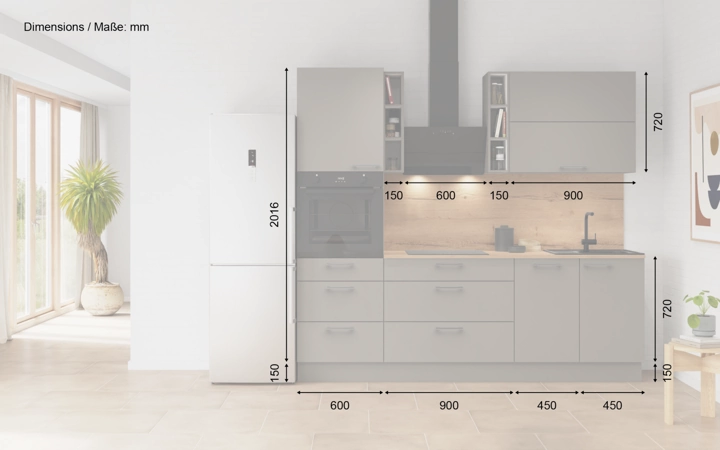 Cuisines Elite Cuisine linéaire 240 cm électroménagers inclus planning 8 5
