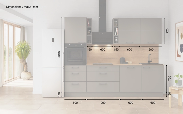 Cuisines Elite Cuisine linéare 270 cm électroménagers inclus planning 8 5