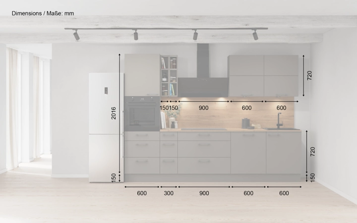 Cuisines Elite Cuisine linéaire 300 cm électroménagers inclus planning 8 5
