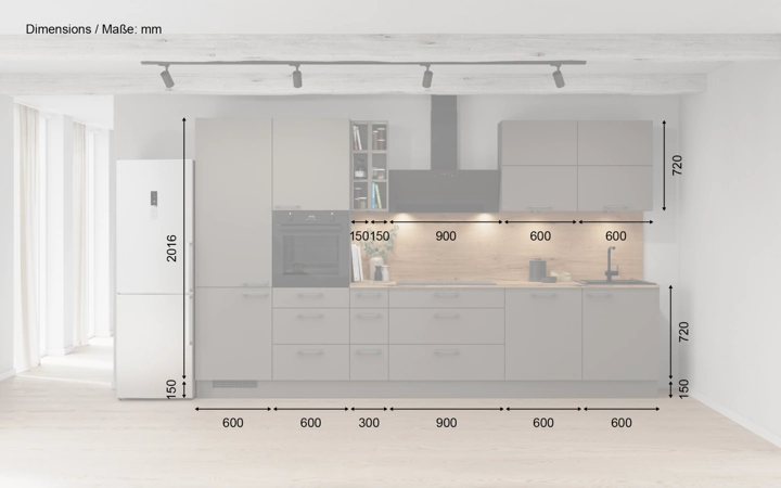 Cuisines Elite Cuisine linéare 360 cm électroménagers inclus planning 8 5