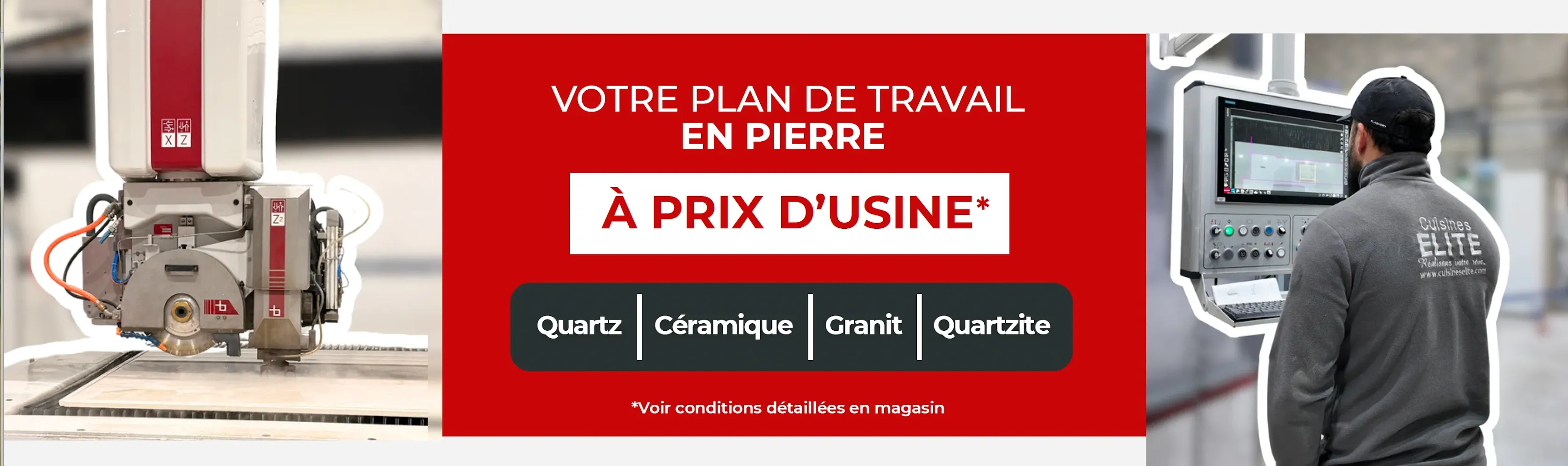 Plans de travail en pierre à prix d'usine - Cuisines Elite : quartz, céramique, granit, quartzite Plans de travail en pierre à prix d'usine - Cuisines Elite : quartz, céramique, granit, quartzite